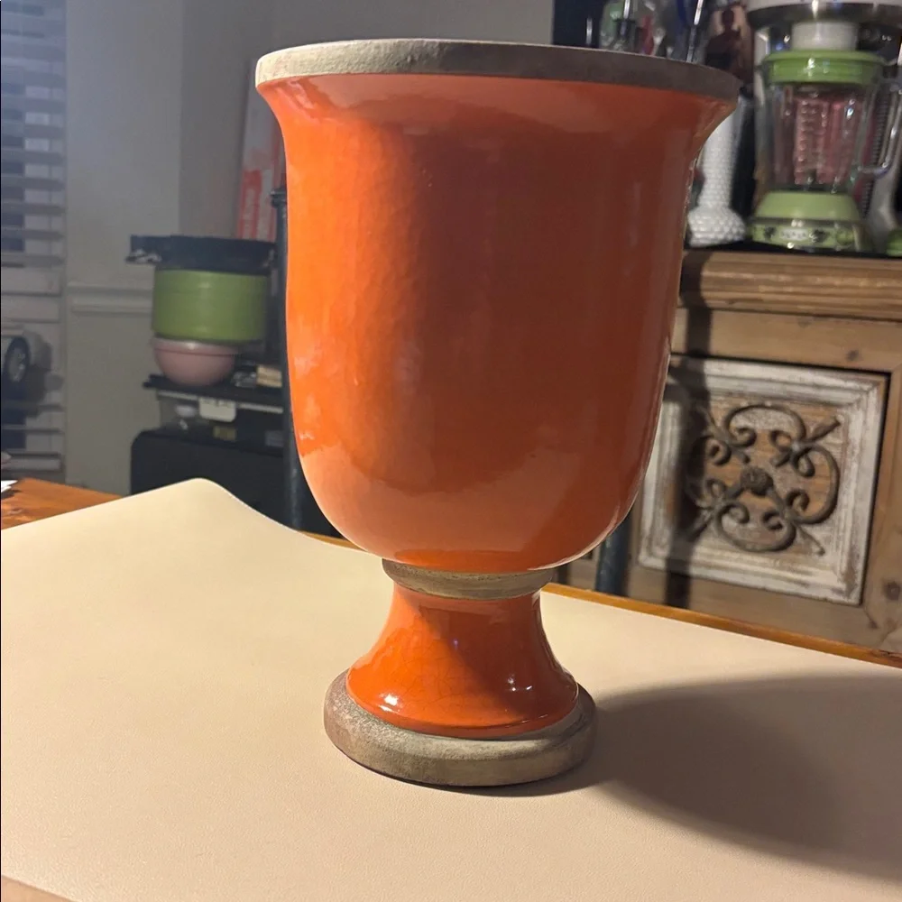 Pottery Barn Glazed Burnt Orange Accent Planter Vase